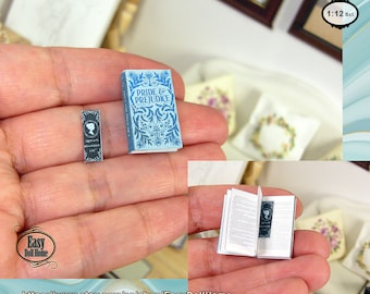 Schaal 1:12, Pride and bias, miniatuurboek en bladwijzer, Jane Austen, Dollhouse-bibliotheek, tutorial, DIY-afdrukbare DIGITALE DOWNLOAD