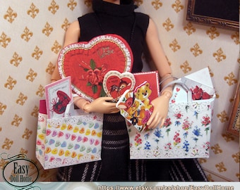Druckbare Miniatur Geschenke zum Valentinstag, 1:6, DIY Puppenhaus (Digitaler Download)