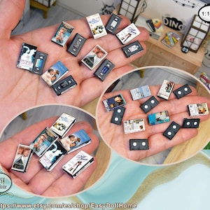 1:12 Miniature di videocassette romantiche con custodia / Titanic, Ghost, Dirty Dancing / Casa delle bambole Download digitale stampabile