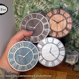 1:12 scale, 4 clocks miniature paints, for modern dollhouses, dioramas, roombox ..., printable digital download, easy tutorial, DIY minis.