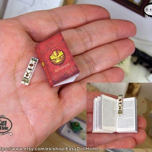 1:12 scale, Outlander novel, Miniature book and bookmark, Dollhouse library, Openable, with a easy tutorial, DIY printable DIGITAL DOWNLOAD