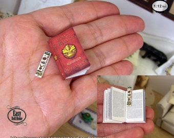 1:12 scale, Outlander novel, Miniature book and bookmark, Dollhouse library, Openable, with a easy tutorial, DIY printable DIGITAL DOWNLOAD