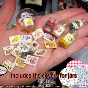 1:12 candles labels, miniature dollhouse decoration, for aromatic candles, essences, perfumes ... DIY with easy tutorial. PRINTABLE DOWNLOAD