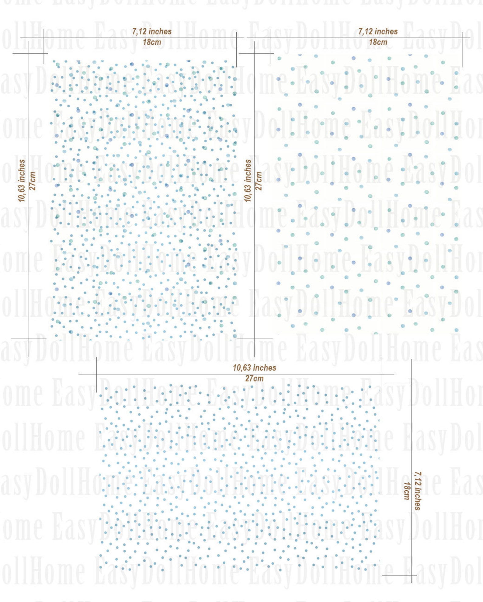 112 Scale 3 Dollhouse Wallpapers 3 Different Blue Etsy