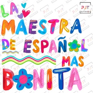 La maestra de español mas bonita PNG, Arte Inspirado en Mañana sera bonito, Karol G, Mockup Shirt Blanca maestra espanol mas bonita