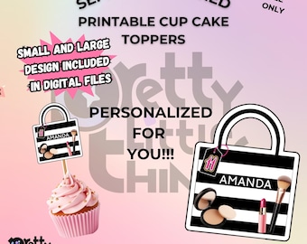 セフォラデラックス風カップケーキトッパー デジタルファイル PDF PNG JPG 印刷用にパーソナライズ