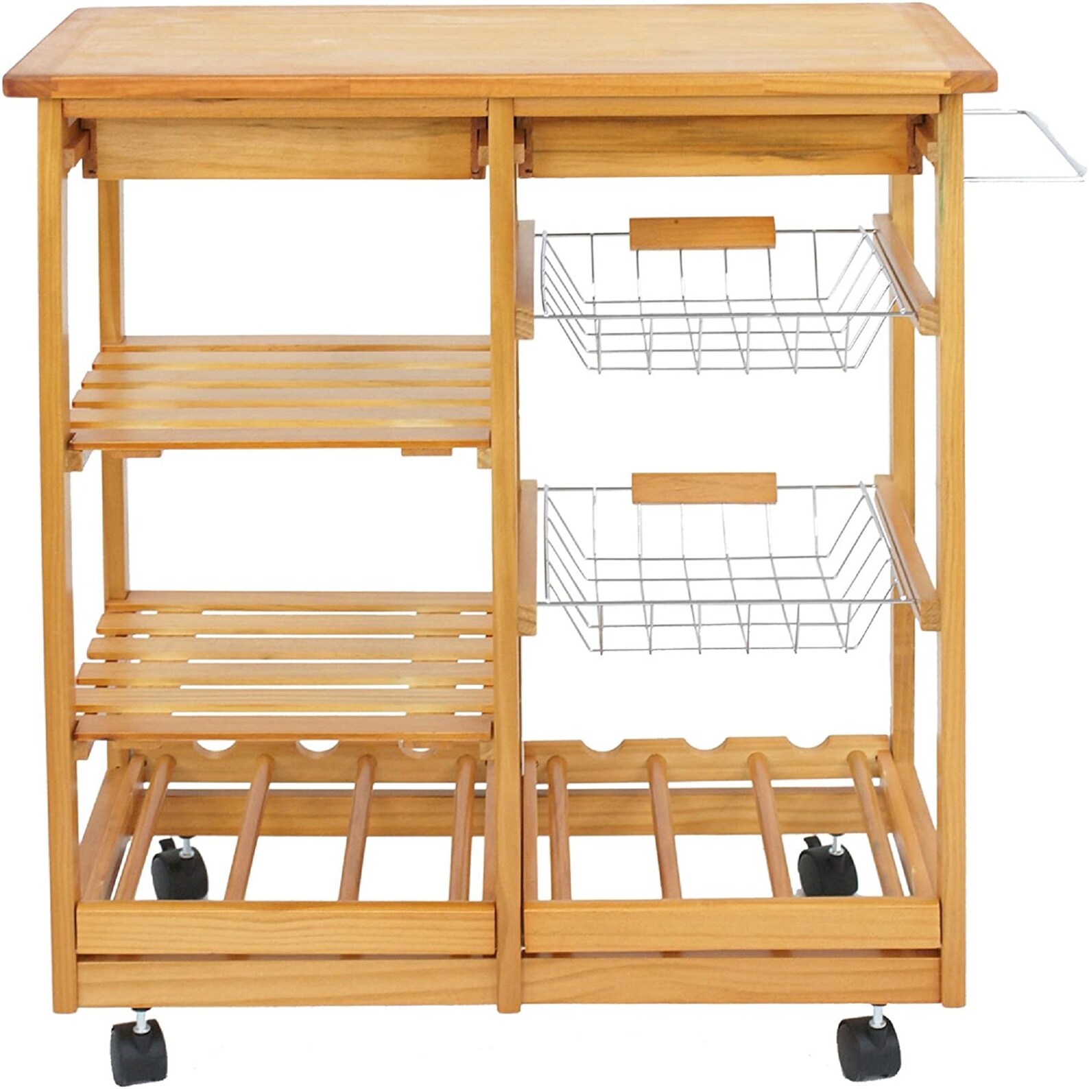 Rolling Wood Kitchen Island Storage Trolley Utility Cart Rack Etsy