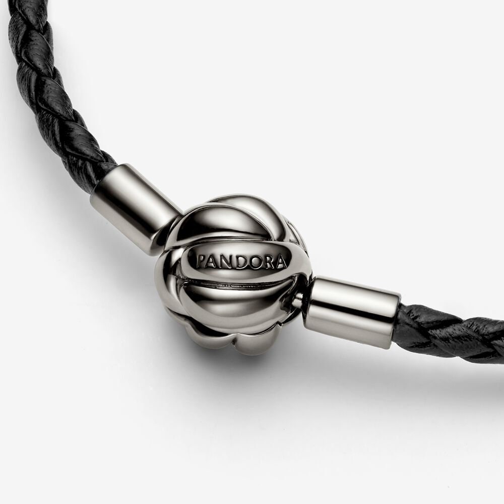 Pandora, 20.5CM Double Black Braided Leather Round Clasp 20.5CM/8.3 Inches  Bracelet, S925ALE.. - Etsy