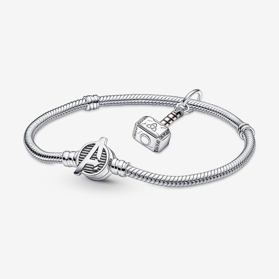 Pandora S925 Ale Silver Dangle Thor Charm and Avengers Bracelet