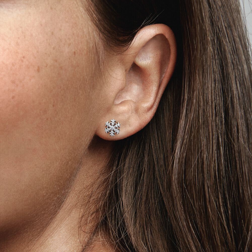 Authentic Pandora Sparkling Snowflake Stud Earrings Etsy Ireland