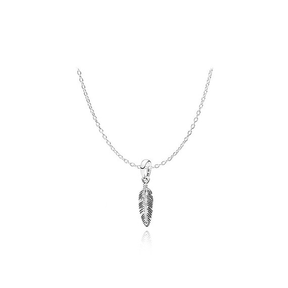 Pandora silver feather necklace best sale