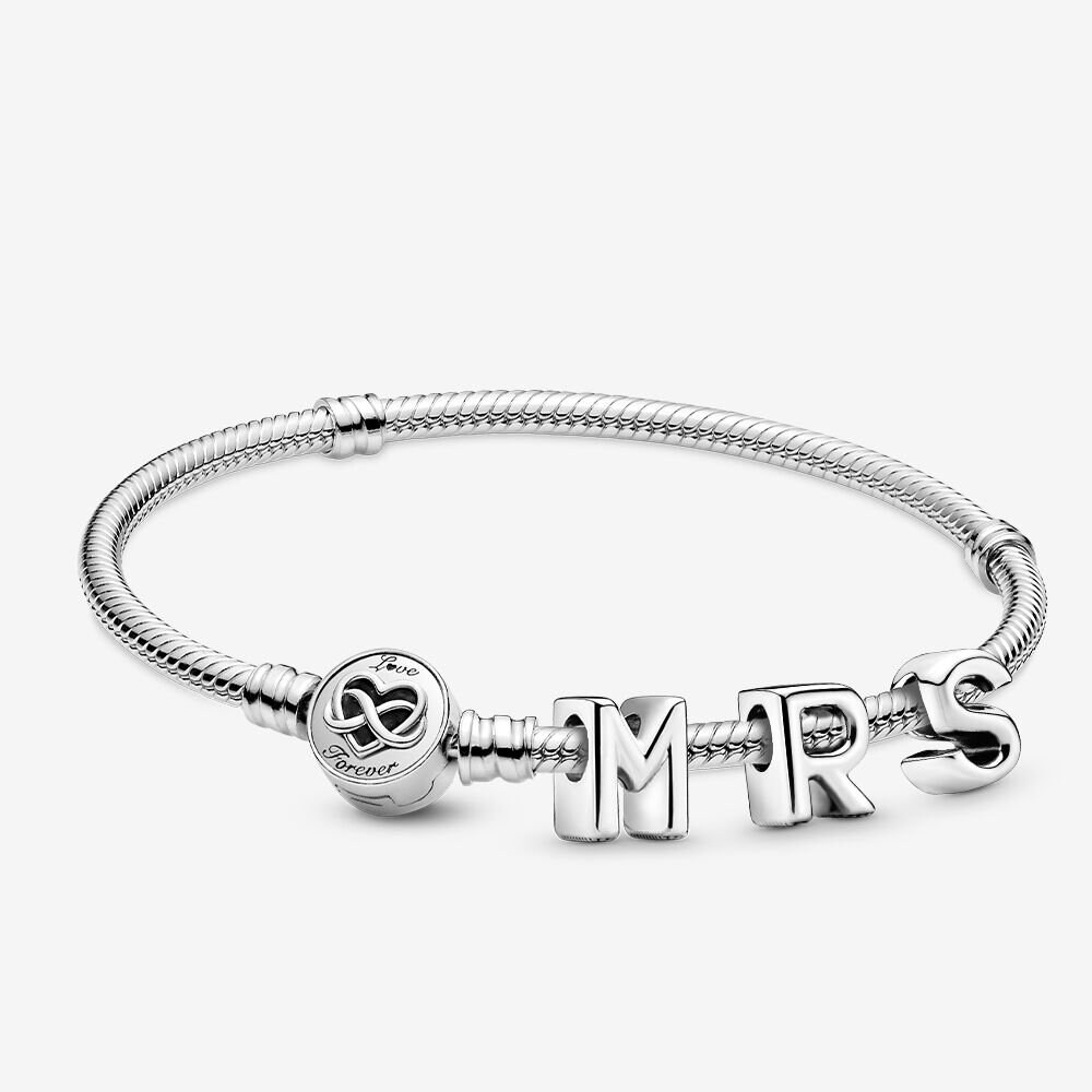 Pandora S925 Ale Silver Mrs. Wife Charm Bracelet Set Namps0299 16