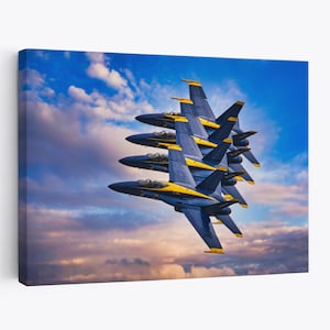 American Patriotic Blue Angels US Navy Gorgeous Scene Canvas Prints Wall Decor Living room Flight Airplane Jet Fighter