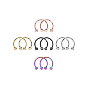 16g Septum Horseshoe Ring Set 10 Pieces, Mixed Colors