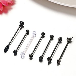 14G Surgical Steel Industrial Barbell Set, 4 Colors