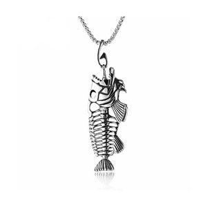 Fishbone Pendant Necklace, Fish Charm