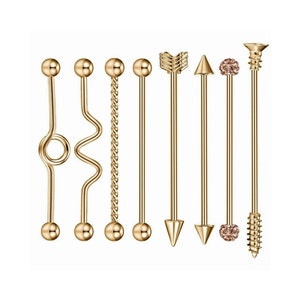 14G Surgical Steel Cartilage Barbell 8 Pieces 4 Colors