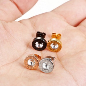CZ Stud Earrings, Roman Numeral Clock Earrings in 4 Colors
