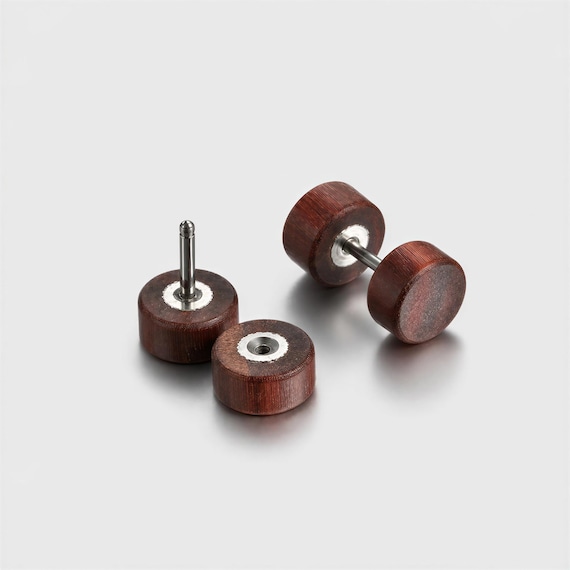 Wood Stud Earrings in 3 Colors, Minimalist Circle Earrings, Handmade Wooden Post Earrings, Boho Earlobe Jewelry Gift