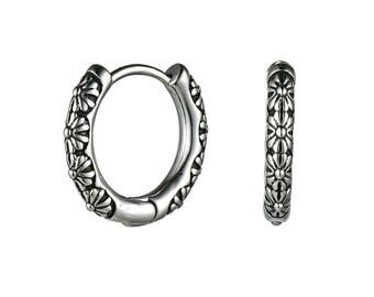 Textured Floral Hoop Earrings