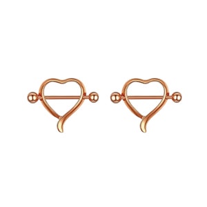 Nipple Rings as Heart Shape, Tongue Rings 14 Gauge