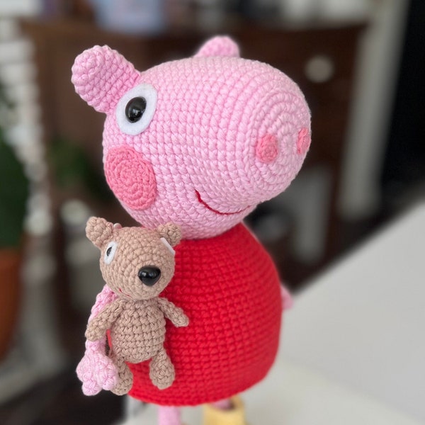 Peppa Pig, Wellies and Teddy Bear Crochet Pattern NOT A FINISHED TOY!