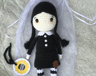 Wednesday Addams crochet doll pattern