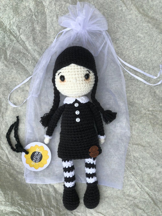 crochet wednesday dress Wednesday Addams Crochet Doll Pattern