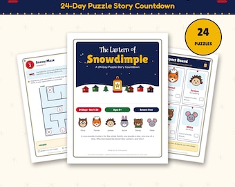 Family Puzzle Advent Calendar Printable, 24 Day Mystery Countdown for Kids 8+, Christmas Puzzle Story, Code Breaking, Screen Free December