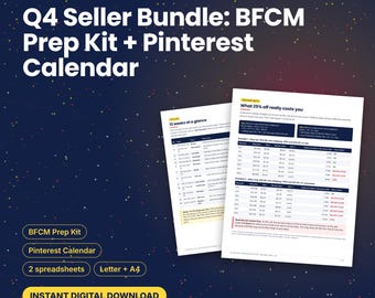 Q4 Seller Bundle, Black Friday Planner and Pinterest Marketing Calendar for Etsy eBay Print on Demand Sellers, Spreadsheet and PDF