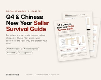 CNY 2027 Seller Guide and Supply Delay Planner, Chinese New Year Shipping Delay Email Templates, PDF and Excel