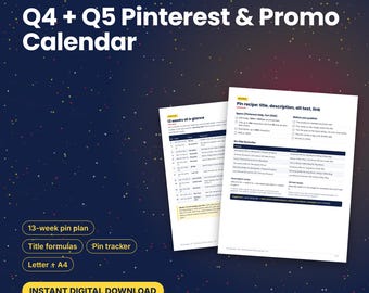 Pinterest Marketing Planner for Etsy Sellers, Q4 Holiday Pin Calendar, Pin Tracker Spreadsheet, Print on Demand Social Media Plan