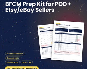 Black Friday Planner for Etsy eBay Sellers, BFCM Checklist, Discount Profit Calculator, Print on Demand Q4 Sales Kit, Google Sheets