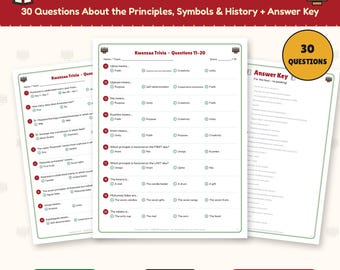 Kwanzaa Trivia Game Printable, 30 Questions with Answer Key, Seven Principles & Symbols Quiz, Family and Classroom Kwanzaa Game