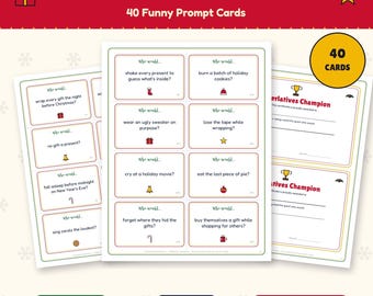Juego de Superlativos Navideños, 40 Tarjetas Imprimibles, Juego de Puntos y Votos para Fiestas Navideñas en Familia, Oficina y Adultos, Rompehielos Navideño