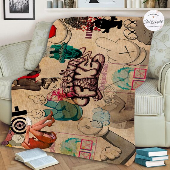 Vintage Kaws Blanket Cartoon Kaws Quilt Colorful Kaws Etsy