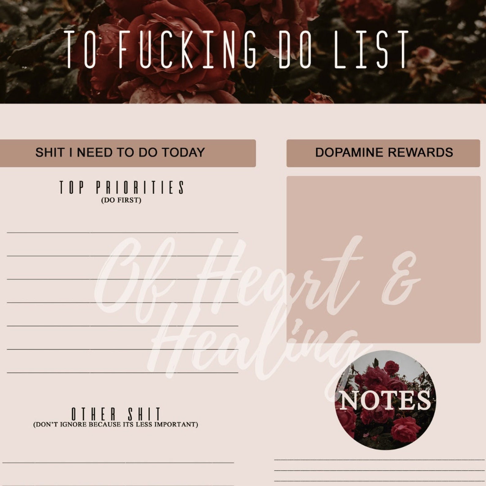 ADHD to Do List to Do List Instant Download Daily Etsy