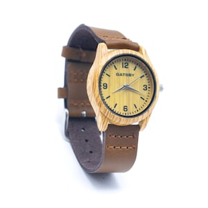 Pulseira de couro vegan vintage quartzo/relógio de cortiça/relógio/relógio vegano