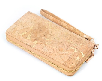 Golden cork with accents card wallet/ Natural cork / Wallet/ Vegan Wallet / woman wallet