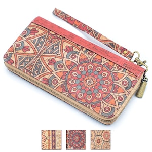 Cartera de corcho vegano con estampado étnico habanero / Corcho natural / Cartera / Cartera vegana / Cartera de mujer