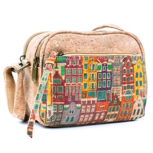 Natürliche Kork Damen Umhängetasche/Kork Umhängetasche/Korktasche aus Korkstoff | Vegan Leder Crossbody - Damen Tasche