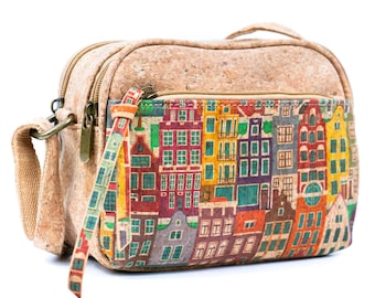 Bolso bandolera de corcho natural para mujer / Bolso bandolera de corcho / Bolso de corcho hecho con tela de corcho / Bolso bandolera de piel vegana - Bolso de mujer