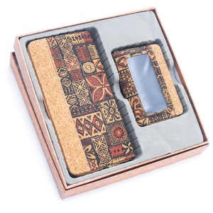 Conjunto de caixa de presente Carteira de cortiça/cortiça natural/carteira/carteira vegana/carteira feminina