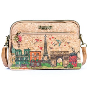 Bolso bandolera y de mano Landmark Designs / Bolso bandolera de corcho / Bolso de corcho elaborado con tela de corcho / Bolso bandolera de cuero vegano - Bolso de mujer