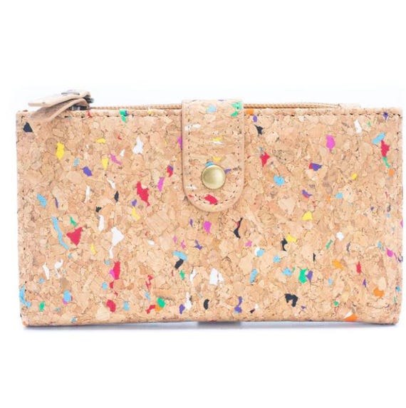Color and Gold Cork Card Holder Women's Natural Cork Wallet / Natural cork / Wallet/ Vegan Wallet / woman wallet