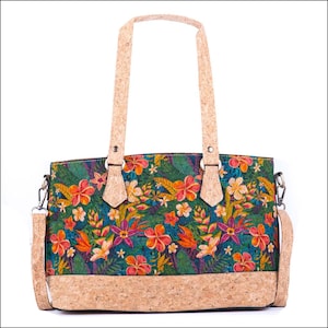 Vintage Style Printed Korkhandtasche / Kork Crossbody / Korktasche aus Korkstoff | Crossbody aus veganem Leder