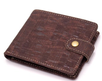 Cork Wallet With Snap Button/ Vegan Leather/ Cork/ Wallet/ Men's Wallet