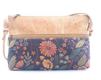 Bolso bandolera de corcho natural con estampado para mujer / Bolso bandolera de corcho / Bolso bandolera de corcho con tejido de corcho / Bolso bandolera de piel vegana - Bolso de mujer