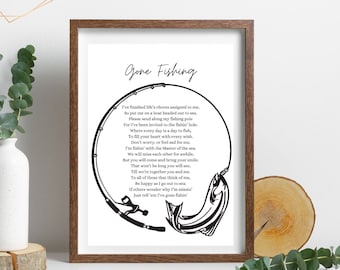 Gone Fishing Poem Printable, Celebration of Life for Fisherman. Remembrance Printable. Funeral Memorial Table Art.