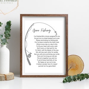 Gone Fishing Memorial Poem Printable. Celebration of Life. Remembrance Funeral Memorial Table Art.